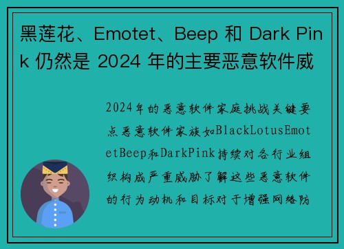 黑莲花、Emotet、Beep 和 Dark Pink 仍然是 2024 年的主要恶意软件威胁 媒体
