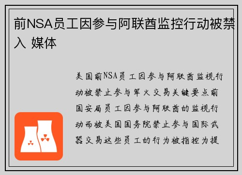 前NSA员工因参与阿联酋监控行动被禁入 媒体